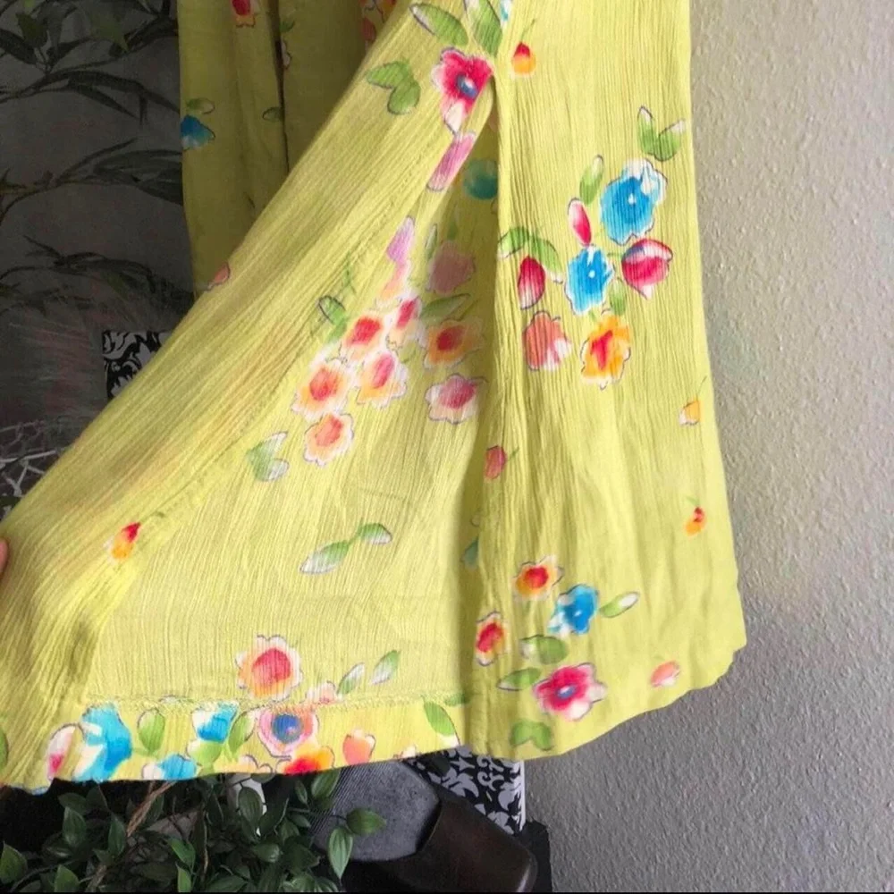 Vintage 90s 2000s Y2K Whimsy Festival Floral Yellow Fairy Cottagecore Maxi Skirt